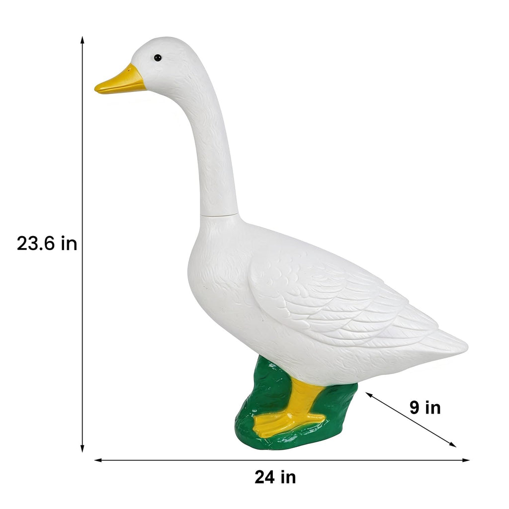 Stentec 23 Inch White Large Goose Garden Statue, Plastic Geese Figurine with Posable Adjustable Neck Design, Weatherproof for Yard Art Lawn Patio Porch Farmhouse Indoor Outdoor Home Decor