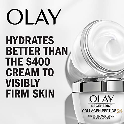Olay Regenerist Collagen Peptide 24 Face Moisturizer Cream with Niacinamide for Firmer Skin, Anti-Wrinkle Fragrance-Free 1.7 oz, Includes Olay Whip Travel Size for Dry Skin