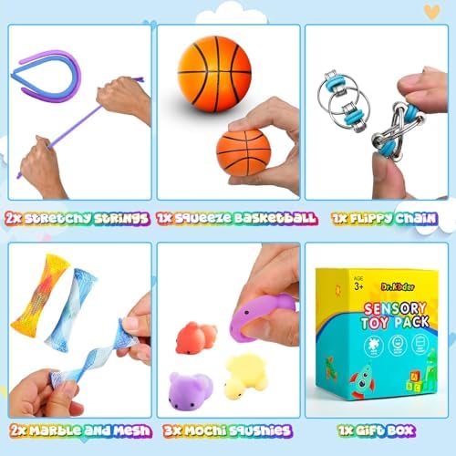60 Pack Sensory Fidget Toys for Kids Classroom, Autism Sensory Product Calm Down Fidgets for Kids Age 5-7, 8-12, ADHD Stress Relief Travel Toys Christmas Stocking Stuffers for Kid Teens
