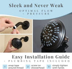Luxury Spa Series 6 Spray Setting 4.5 Inch Adjustable High Pressure Fixed Shower Head Fixture for Hard Water, 360-Degree Tilt Massage Shower System - Oil Rubbed Bronze