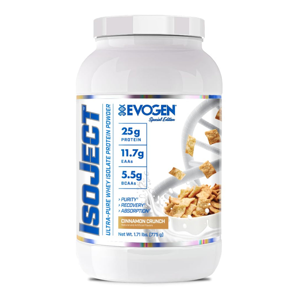 Evogen Isoject - Whey Protein Isolate | Ultra-Pure Whey Protein Powder with Ignitor Enzymes, BCAAs, and EAAs | Enhanced Absorption & Recovery | Cinnamon Crunch | 26 Servings