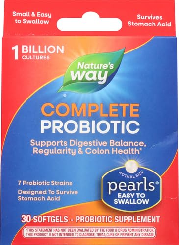 Nature's Way Complete Probiotic Pearls,Supports Digestive Balance*,1 Billion Live Cultures,Supplement for Men and Women,No Refrigeration Required,30 softgels,(Pack of 2)