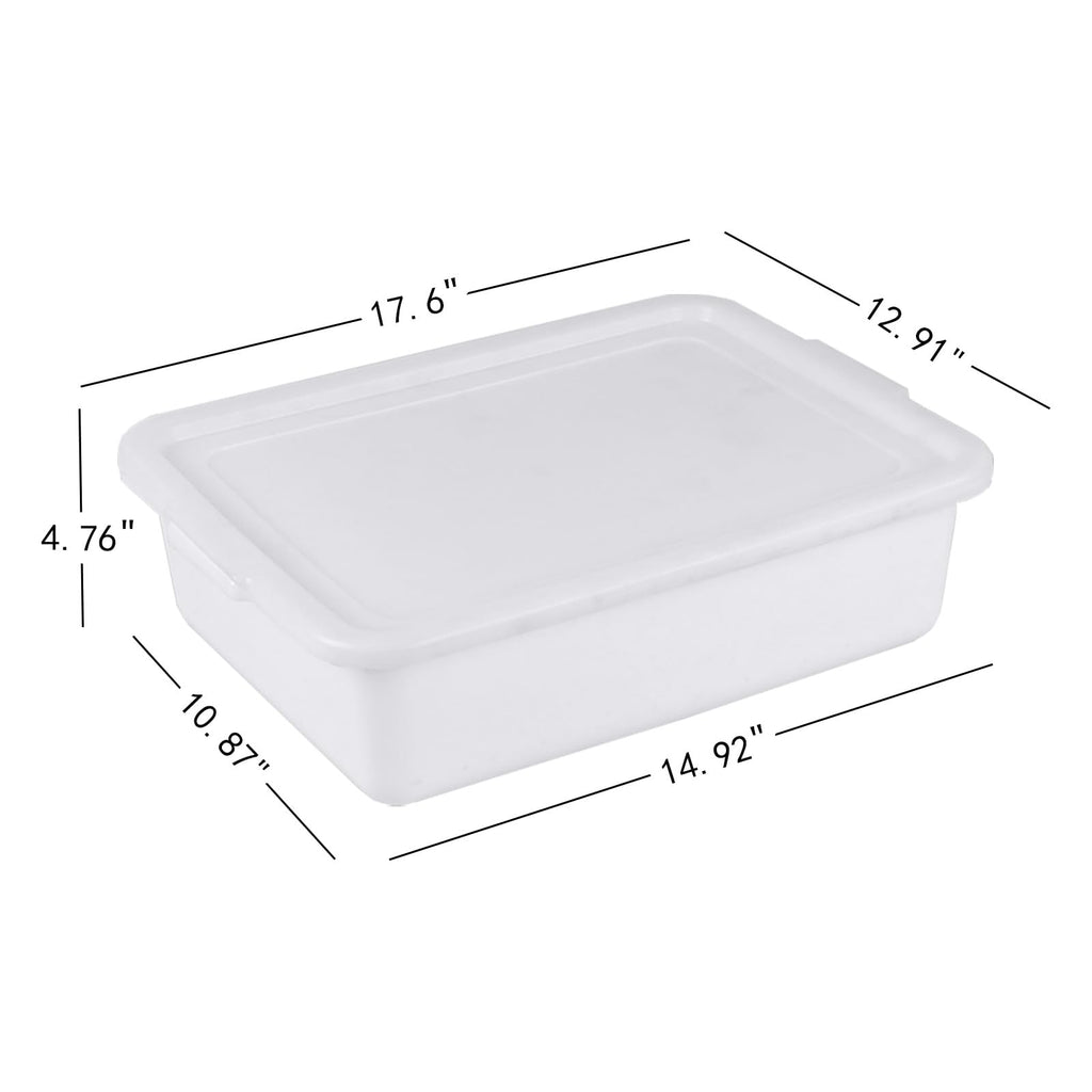 Utiao 3-Pack 13 L Plastic Commercial Bus Tub with Lid, Restaurant Dish Tub, White