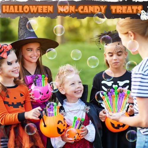 Bulk Halloween Giveaways Handouts Prizes for Kids 100 PCS, Mini Bubble Wands for Toddlers, Bulk Small Halloween Toys Gifts Party Favors Goody Bag Stuffers Fillers Items for Pinata Birthday Classroom