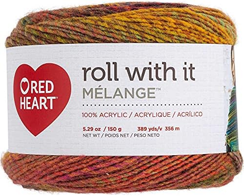 Red Heart Roll with It Melange Curtain Call E890-0675 (3-Skeins - Same Dye Lot) Worsted Medium #4 Acrylic Yarn for Crocheting and Knitting with Project Bag