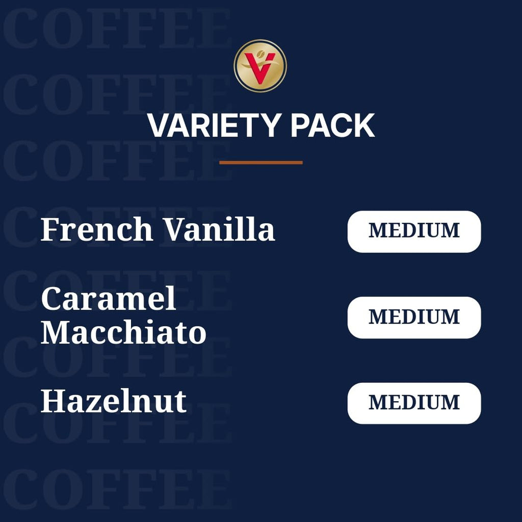 Victor Allen's Coffee Variety Pack (French Vanilla Flavored, Caramel Macchiato, Hazelnut), 32 Count, Single Serve Coffee Pods for Keurig K-Cup Brewers