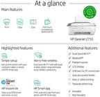 HP DeskJet 2755 All-in-One Wireless Printer Scanner Copier Instant Ink Ready Mobile Print Black 7.5ppm Color 5.5ppm Wifi Inkjet Computer Printers for Home Use and Office, Grey (Renewed)