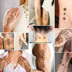 126 PCS Temporary Tattoos Stencils Kit,Henna Tattoos Kit - 6 Pcs 2 Color(Brown Black) Ink with Gloves,DIY Body Art Painting for Women Men Adults Kids