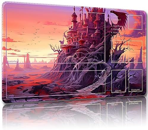 Playmat for MTG, with Free Storage Bags,Game Mat 24 x 14 inches, TCG and Board Game Mat for Cards,Mousepad Desk Mats (with Zones,Magic Mat 11)