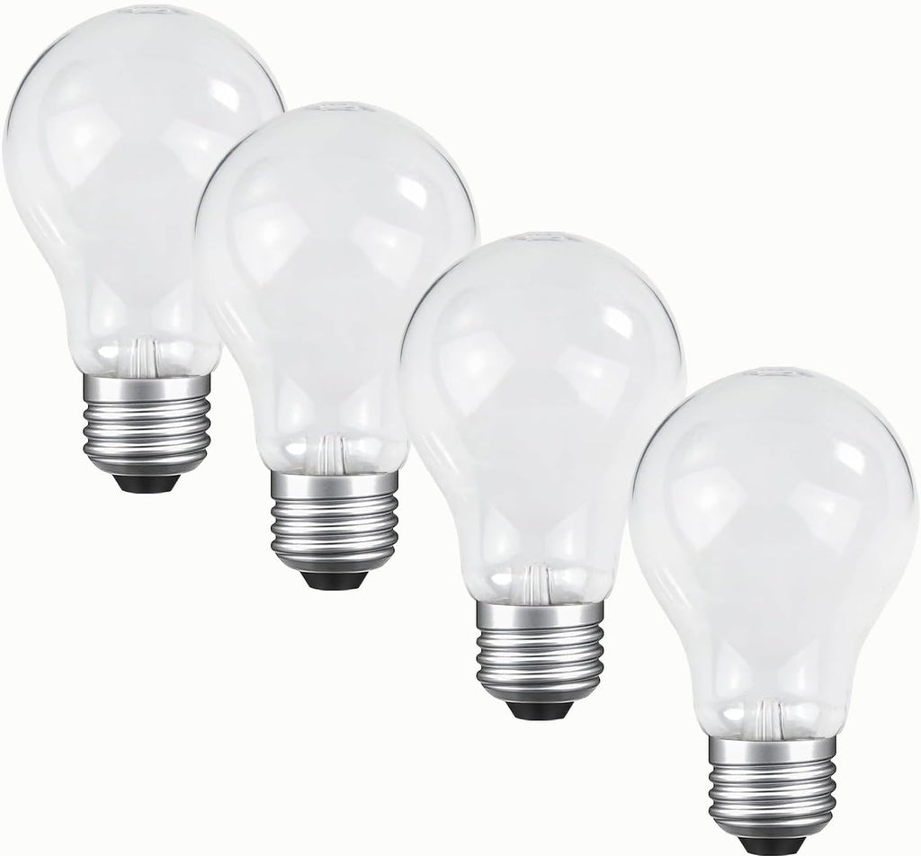 JUNFMLY 60 Watt Incandescent Light Bulbs, A19 Frosted Rough Service Light Bulb, E26 Medium Base, Soft White 2700K, Dimmable, 110-130V (4 Pack)
