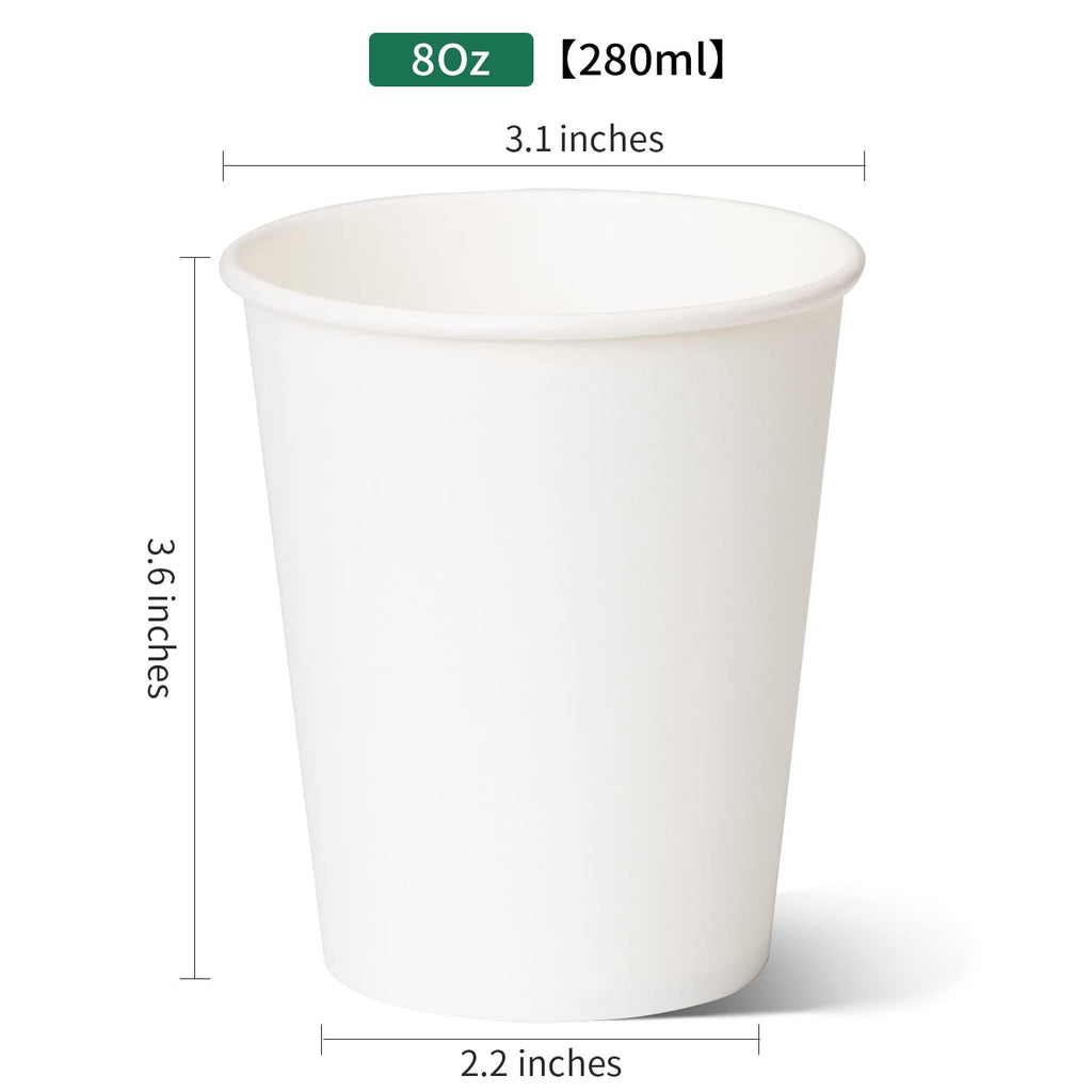 RACETOP Coffee Paper Cups 8 oz [100 pack], Disposable Coffee Cups, Hot Coffee Cups, Office (8 oz 100 pack)