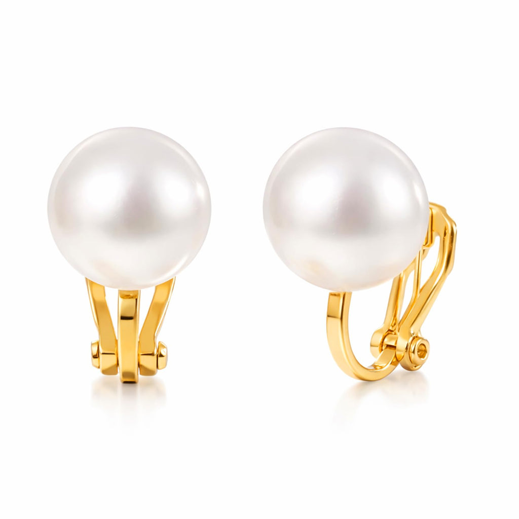 Sheplus Freshwater Pearl Clip On Gold Earrings for Women
