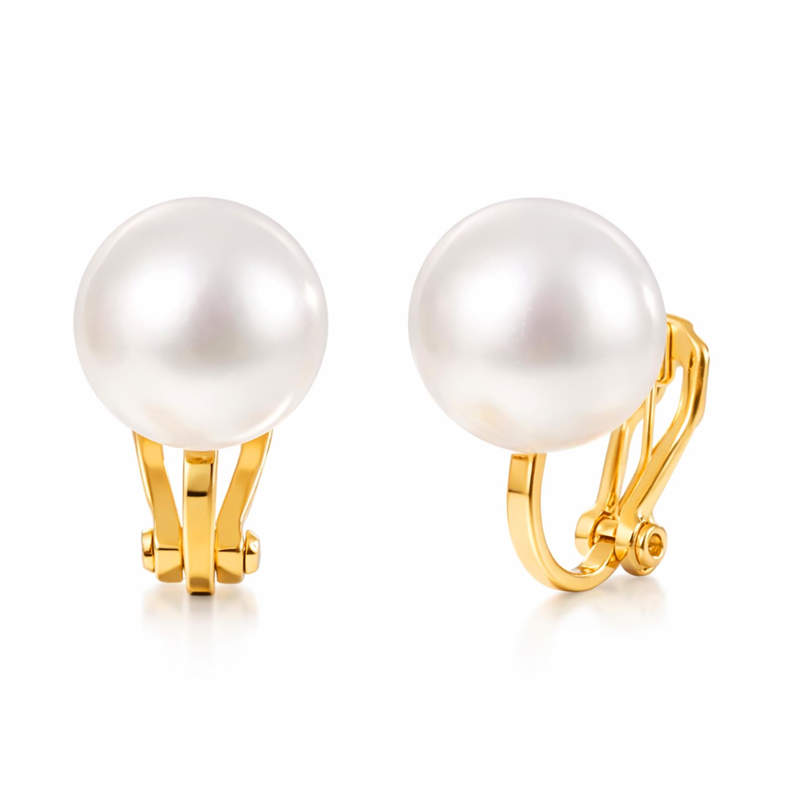 Sheplus Freshwater Pearl Clip On Gold Earrings for Women