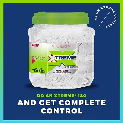 Xtreme Pro-Expert Clear Styling Hair Gel, Alcohol-Free 24-Hours Control With Aloe Vera, 77.60 oz Jar (Pack of 3)