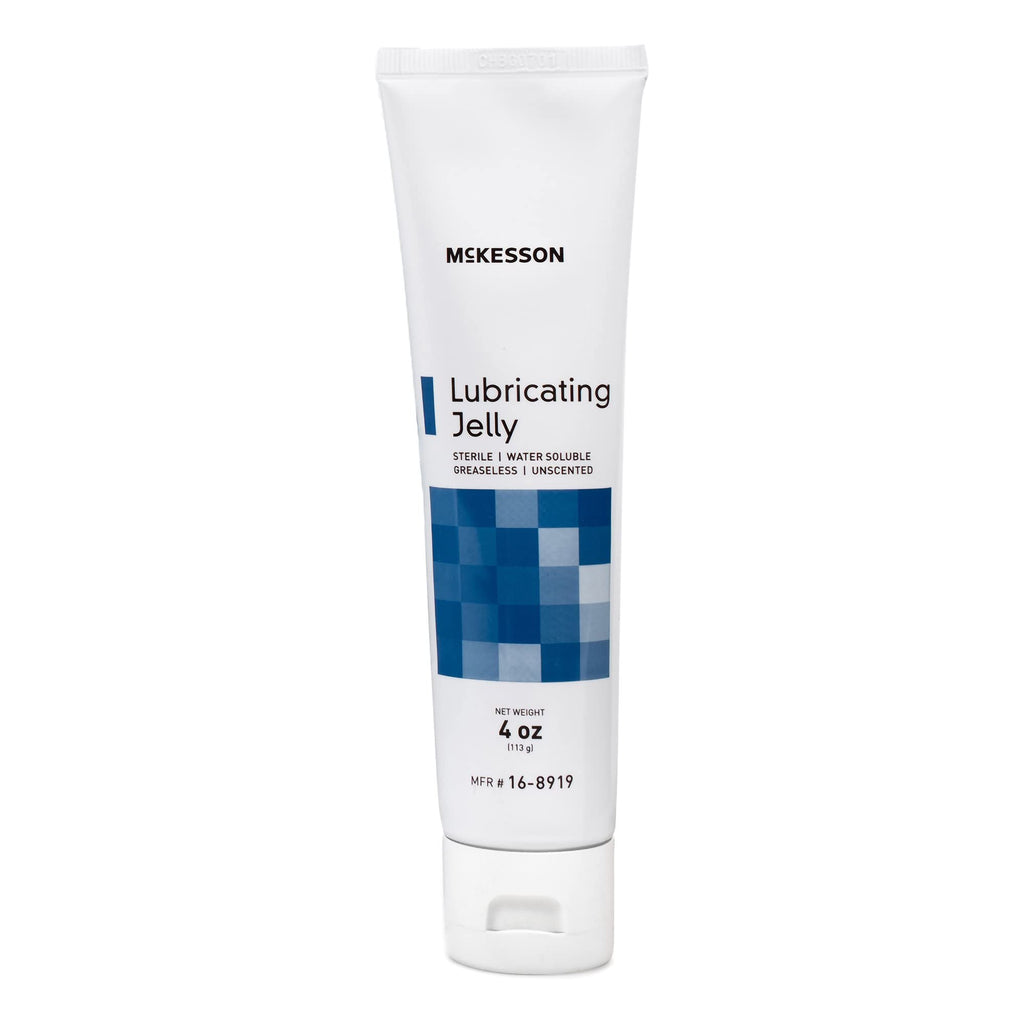 McKesson Lubricating Jelly, 4 oz [72 Count] Water Based Non-Sticky Lube, Water Soluble Lubricant Gel - for Surgical, Medical, Personal – Sterile Tube, Box of 6