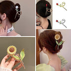 Flower Metal Hair Claw Clips 6 Pcs Cute Large Tulip Hair Claw NonSlip Hair Barrettes Strong Hold Hair Clamps Fashion Hair Accessories for Woman Girls with Long Thick Thin Curly Hair (B Style)