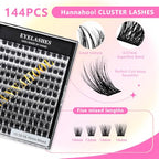 Mixed 8-12-14-16mm/8-10-12-14mm/10-12-14-16mm/14-15-16mm Wide Stem Individual False Eyelashes Soft Lightweight Volume Eyelashes Extensions Makeup Cluster Lashes (mixed 10-12-14-16mm)