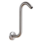 OFFO Shower Head Extension Arm 10 in, Brushed Nickel S Shaped Shower Arm with Flange High Rise Goose Neck Shower Arm Extension