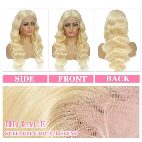 30 Inch Lace Front Wig Human Hair 13x6 Body Wave Blonde Lace Front Wigs Human Hair Transparent 613 HD Lace Frontal Wig Pre Plucked with Baby Hair 180% Density