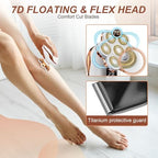 2-in-1 Electric Razors for Women, Wet/Dry 7D Rechargeable Rotary Shaver for Legs, Water Resistant Grooming Kit - Electric Razors for Women, Facial Hair Removal, Bikini Trimmer, Lips - Gentle Hair Remo