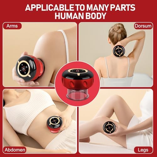 4 in 1 Smart Cupping Therapy Massager Set Massage Red Light Therapy Suitable for All Parts of The Body to Relief Pain Blood Circulation and Tight Skin Cupping Massage Therapy Tool