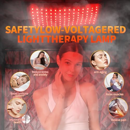 Full Size Portable Infrared Home Sauna, Upgraded Personal Sauna Box with 660nm Red Light Therapy Lamp, Separate Heating Foot Pad and Portable Chair for Relaxation Detox