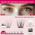 Lash Clusters Kit with Bond and Seal Lash Clusters Left &Right Lash Extension Kit with Eyelid Wipes Remover Eyelash Brush Eyelash Extension Kit Gift Set with Drawstring Bag Portable Lash Starter