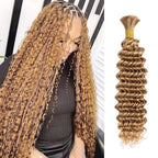 Blonde Human Braiding Hair - 1 Bundle 50g 22 Inch Deep Water Wave Bulk for Brazilian Virgin Curly Boho Braids Wet and Wavy Color 27 Honey Blonde