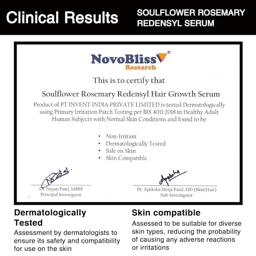 Soulflower Rosemary Redensyl Hair Growth Serum | 3% Redensyl, 4% Anagain, Melanogray, Caffeine, Biotin, Keratin, Tea Tree, Chia Seeds, Rice Water | Men, Women | 30 ml (Pack of 1)
