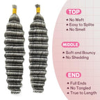 KRN Grey Braiding Hair Deep Wave Bulk Human Braiding Hair 2 Bundles/Pack 100g Curly Hair for Boho Braids 12A Salt And Pepper Braiding Human Hair No Weft Wet and Wavy Gray Braiding Hair 16Inch