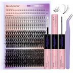 Lash Clusters Kit Fluffy Thick Volume Eyelash Clusters DIY False Eyelashes Wispy Individual Lashes D Curl Cluster Eyelash Extensions Comfortable Lash Extension by WENDY LASHES（40+50P-D-1218）