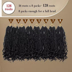 Goddess Box Braids Crochet Hair 14inch Boho 3X Crochet Braids with Curly Ends 8 Packs Protective Hairstyle Synthetic Braiding Hair Extensions for Black Women (14 Inch, 1B)