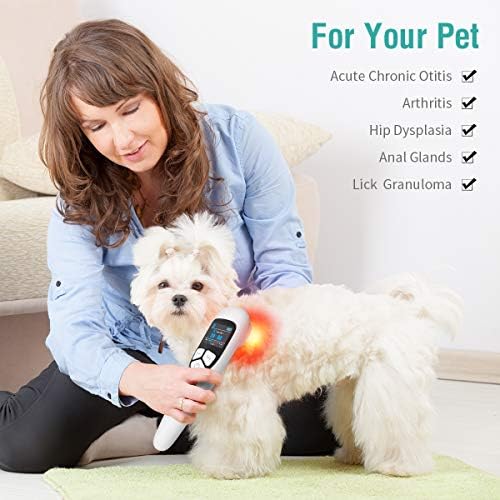 Cold Laser Therapy Device for Dog Veterinary, Handhold, Low Level Laser Red Light Therapy for Human Pain Relief Knee, Joint, Muscle, 4 Power/4 Timer, 3X 808nm + 13x 650nm