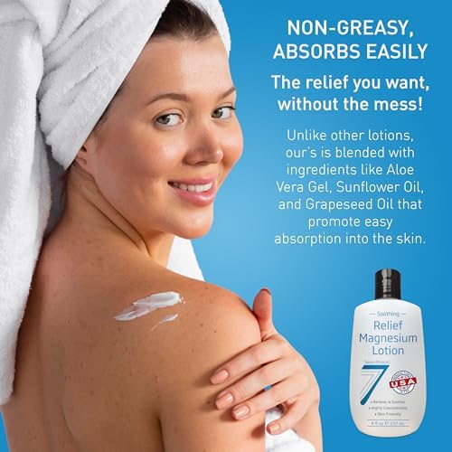 Seven Minerals Magnesium Lotion for Soothing Relief & Relaxation - Highly Concentrated Magnesium for Better Sleep, Feet & Joint Care. Non-Greasy Lotion with Skin Friendly Ingredients - 8 fl oz