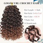 Curly Crochet Hair 14 Inch GoGo Curl Crochet Hair for Women Short Beach Curl Water Wave Crochet Braids for Women 7 Packs Curly Braiding Hair for Boho Braids (14 Inch, 1B/30)