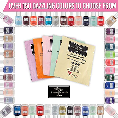 Karma Organic Nail Polish Remover Wipes Bundles Non-Toxic Vegan and Cruelty Free – bundle of 5/50 wipes