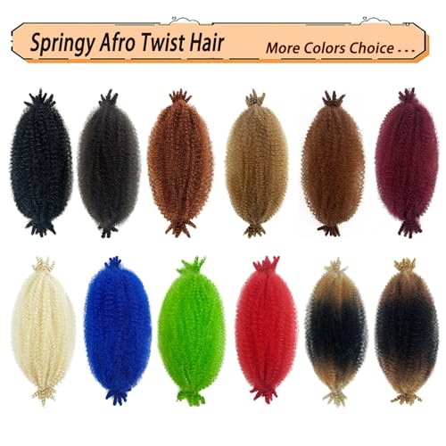 Marley Twist Braiding Hair, Pre-Separated Springy Afro Twist Hair Kinky Twist Crochet Hair Braids for Distressed Soft Locs Spring Twist Hair for Women (Bug#, 12 Inch(Pack of 8))