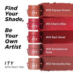 ITY Velvet Matte Finish Lip Stain-Mousse Textured Pudding Pot Lip Clay with Brush, Nude Shade, Dual-Use as Lipstick and Blush, Conceals Lip Lines, Rich Pigment, 0.21 oz (6g) in Terracotta Kiss