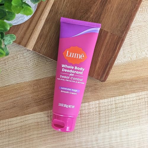 Lume Whole Body Deodorant Plus Sweat Control - Smooth Cream Tube - 72 Hour Odor And Sweat Control - Baking Soda Free, Skin Loving - 3.0 ounce (Pack of 2) (Lavender Sage)