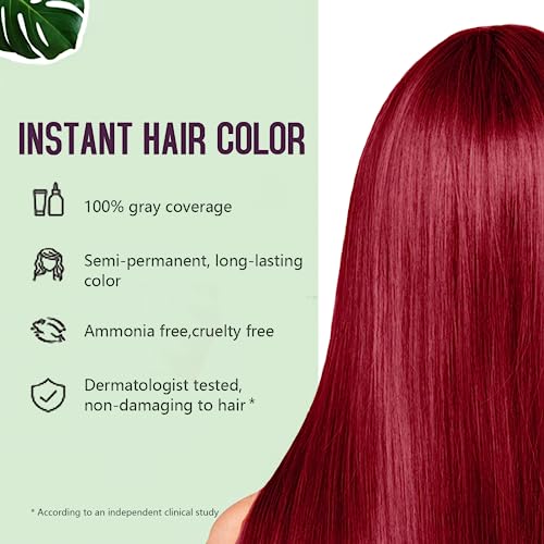 Fvquhvo Coconut Red Wine Hair Dye Shampoo Color Covers Gray Hair,Instant Red 3 in 1,Red 16.90Fl Oz for Women & Men,Long lasting Easy to Apply Red All Types, 1.17 pounds, 16.9 Fl Oz