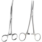 SURGICAL ONLINE 2-Piece Curved & Straight 7" Hemostat Set - Stainless Steel Locking Tweezer Clamps - Ideal Hemostats for Nurses, Fishing Forceps, Crafts and Hobby