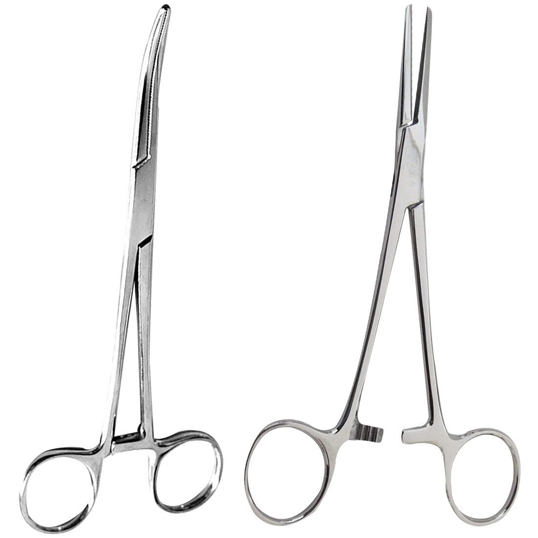 SURGICAL ONLINE 2-Piece Curved & Straight 7" Hemostat Set - Stainless Steel Locking Tweezer Clamps - Ideal Hemostats for Nurses, Fishing Forceps, Crafts and Hobby