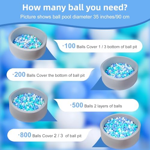 MoonxHome Ball Pit Balls for Toddlers, BPA Free Crush Proof Plastic Toy Balls for Ball Pit, Children's Pool Water Toys, Macaron Ocean Balls for Play Tent 2.15 Inch Pack of 100…