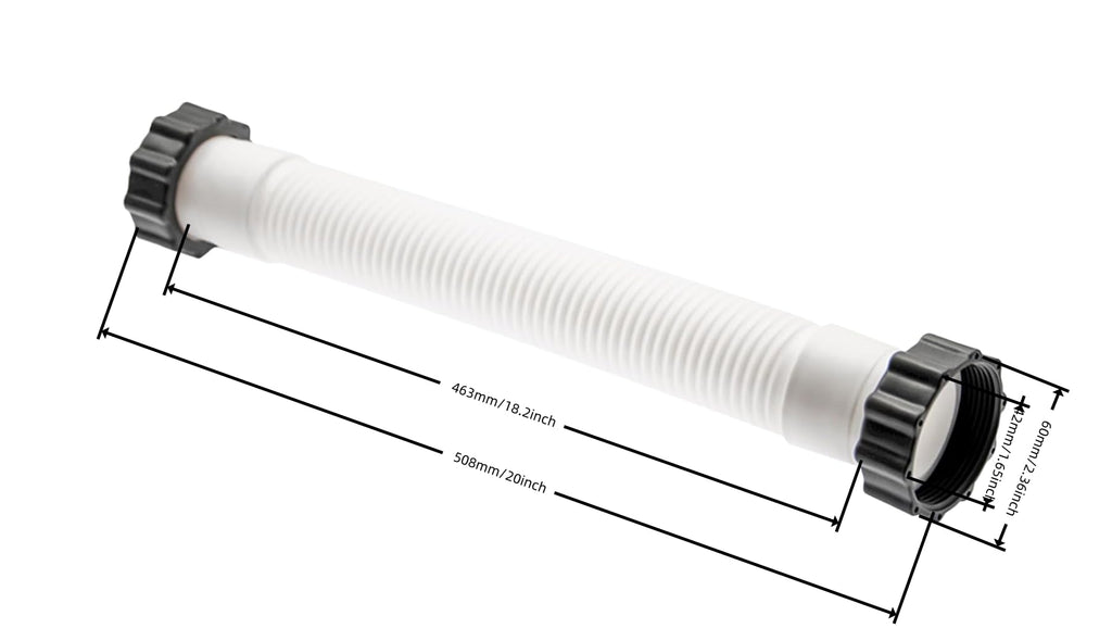 1-1/2 Inch × 20 Inch Accessory Pool Pump Replacement Hose for Intex Sand Filter Pumps & Saltwater Systems 26371CA 26371EH 28647EG (1, 20inch)