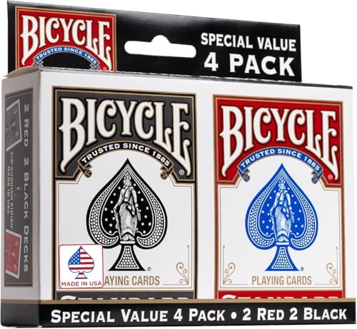 Bicycle Standard Index (Black/Red), Pack of 4