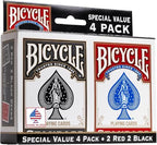 Bicycle Standard Index (Black/Red), Pack of 4