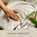 ClevaHome Full Size Sheet Set - 6 Piece Soft Breathable Luxury Bed Sheet Set - Shrinkage & Fade Resistant Embroidered Bedding Sheet with Deep Pocket, 2 Extra Pillowcases (Full, Oat Milk)