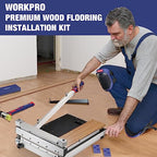 WORKPRO Laminate Flooring Installation Kit - Rubber Mallet with Fiberglass Handle, Knee Pads, Heavy Duty Pull Bar, Solid Tapping Block and Spacers - Premium Wood Flooring Installation Tool