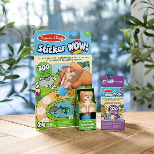 Melissa & Doug Sticker Wow!™ Bunny Bundle: 24-Page Activity Pad, Stamper, 500 Stickers, Mini Pad, Arts and Crafts Fidget Toy Collectible Character