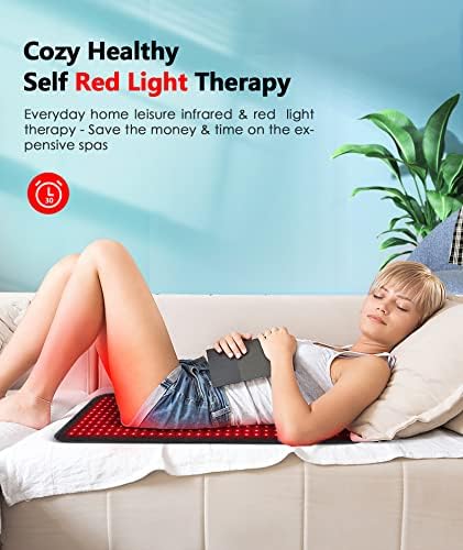Red Light Therapy Pad for Body, 180W LED Red & Infrared Light Device Mat with 660nm & 850nm Wavelengths for Waist Back Shoulder Muscle Pain Relief